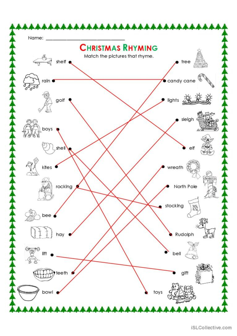Christmas Rhyming: English Esl Worksheets Pdf &amp;amp; Doc inside Christmas Rhyming Words Worksheets