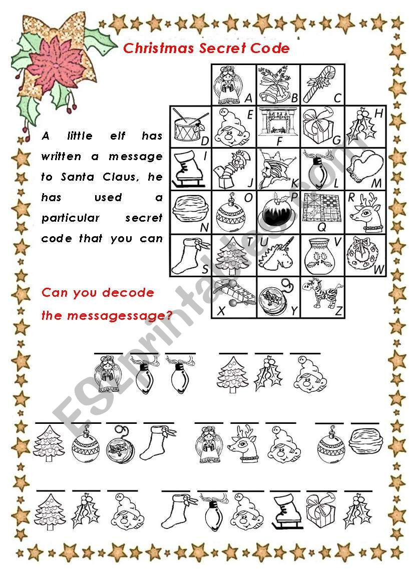 Christmas Secret Code - Esl Worksheetchiaretta pertaining to Christmas Secret Code Worksheets