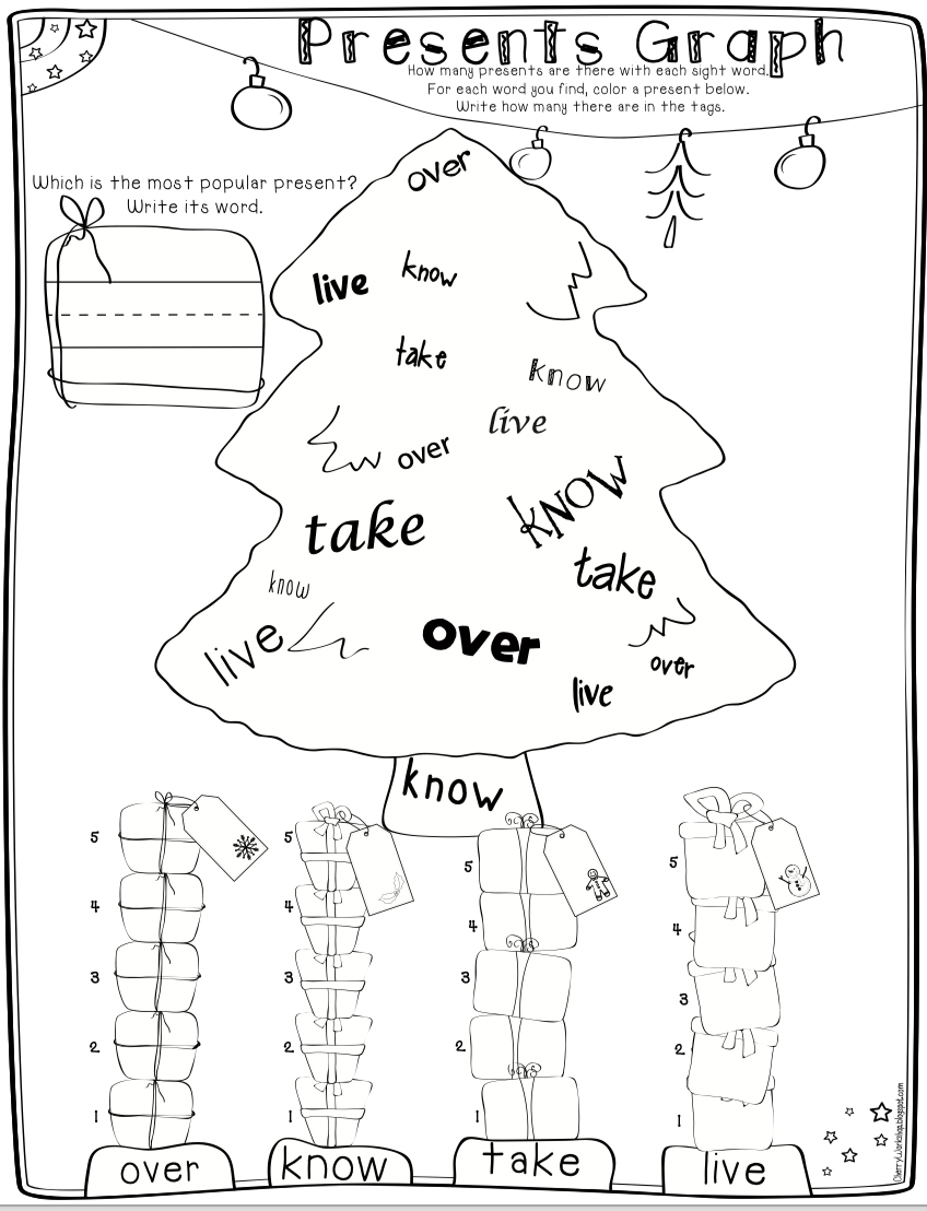 Christmas Sight Words 1St Grade throughout Sight Words Christmas Worksheets