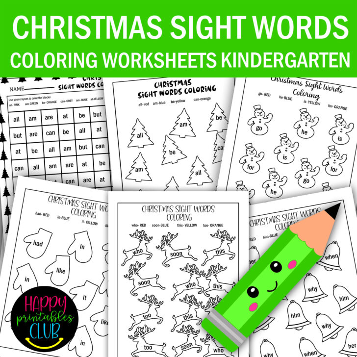 Sight Words Christmas Worksheets
