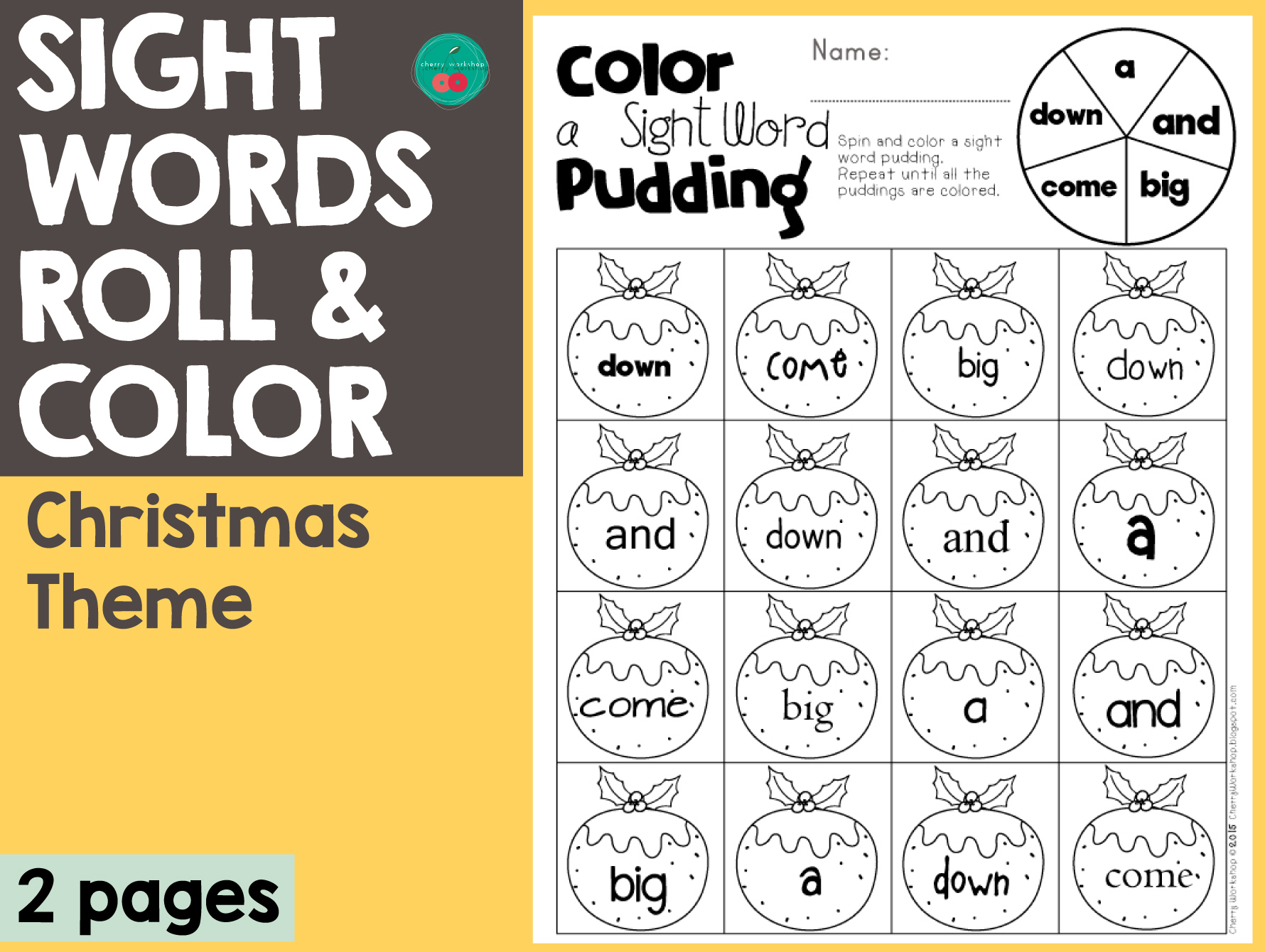Christmas Sight Words Roll &amp;amp; Color pertaining to Christmas Sight Word Worksheets
