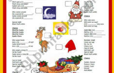 Christmas Song: Must Be Santabob Dylan - With Answer Key - Esl within Christmas Song Worksheets Answers