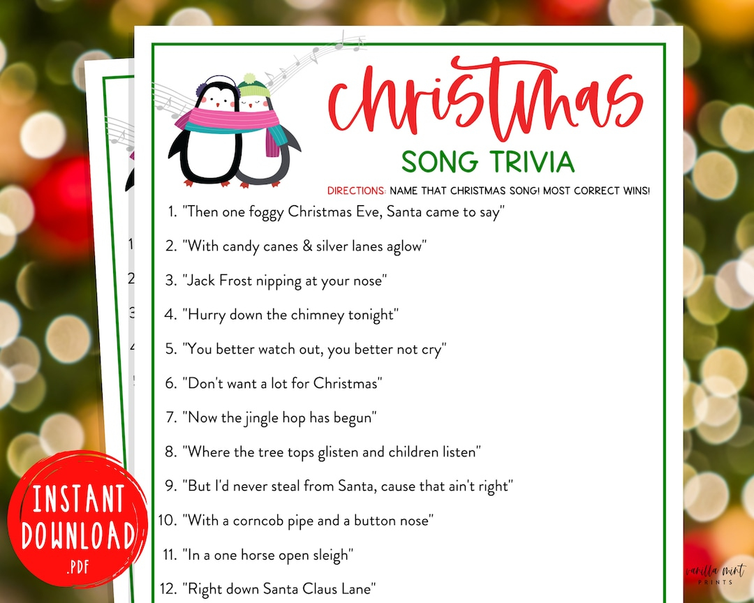 Christmas Song Trivia Game | Christmas Music Trivia Printable regarding Christmas Carol Trivia Worksheets