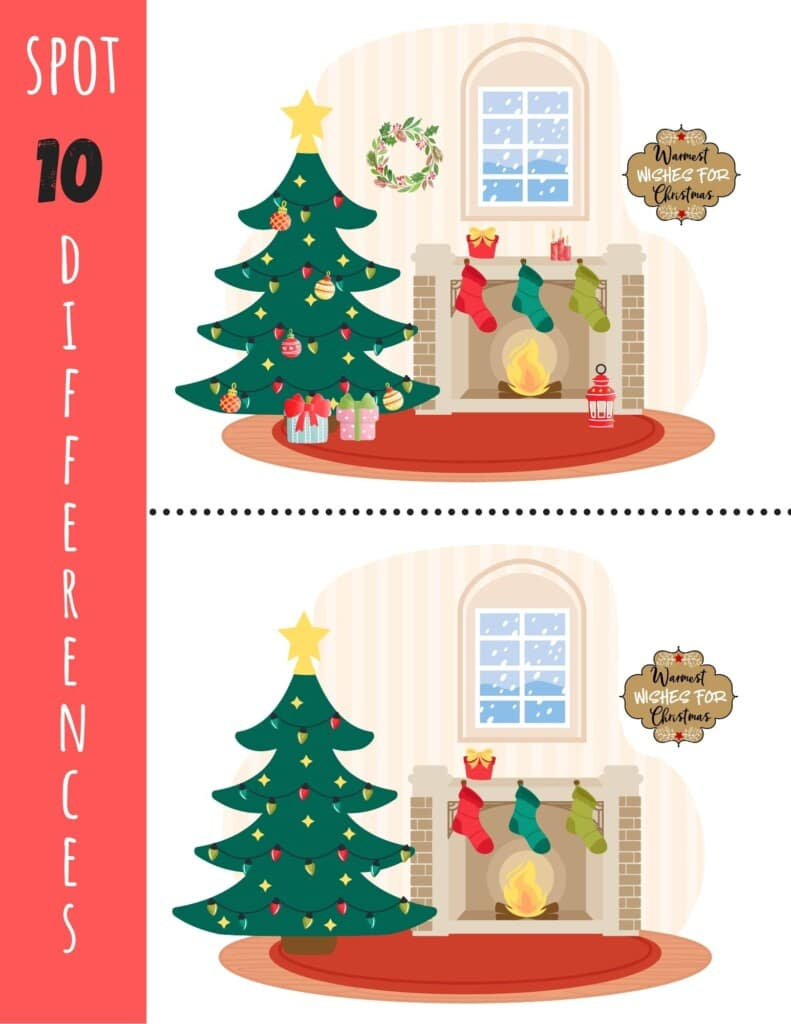 Christmas Spot The Difference - Free Printable! - Kids Activity Zone in Spot The Difference Christmas Worksheets
