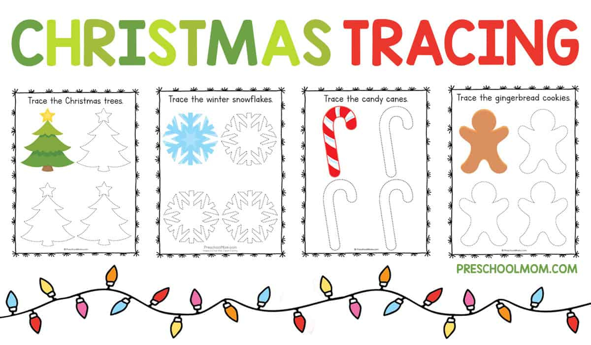 Christmas Symbols Tracing Worksheets - Preschool Mom with regard to Christmas Line Tracing Worksheets