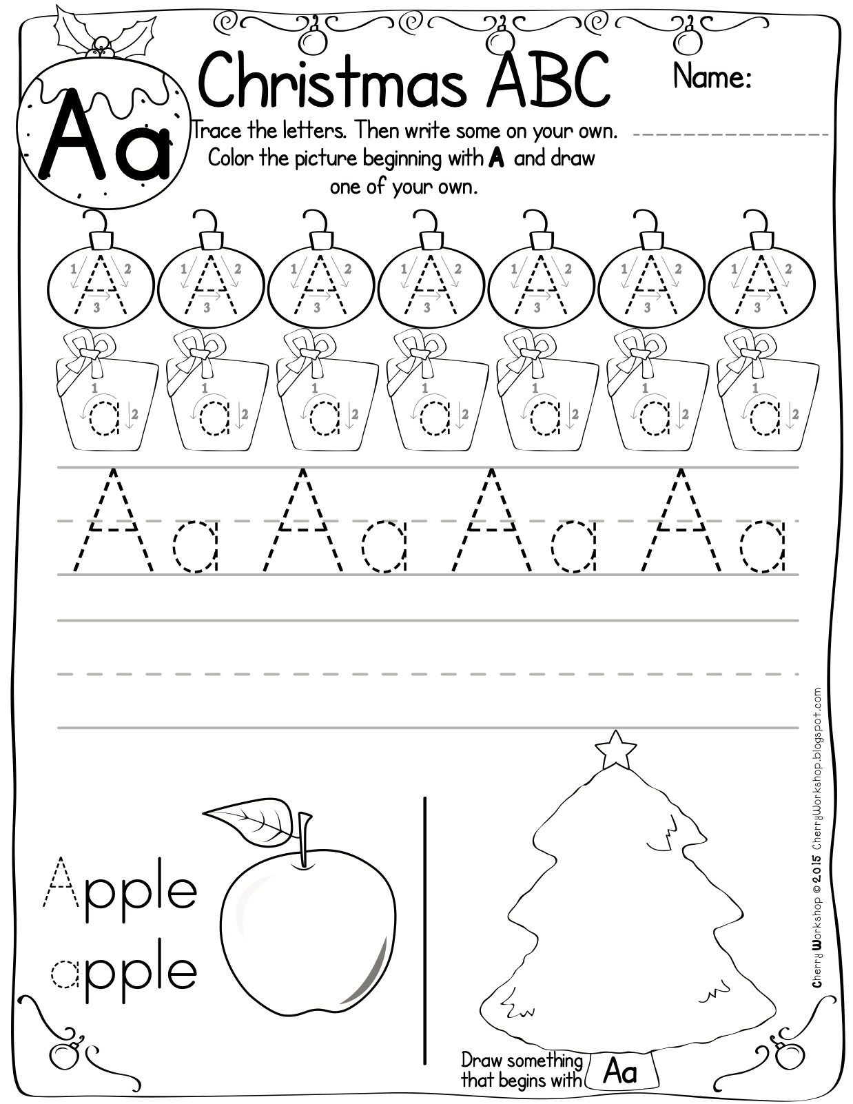 Christmas Themed Abc Pracitce Worksheets throughout Christmas Abc Worksheets For Kindergarten