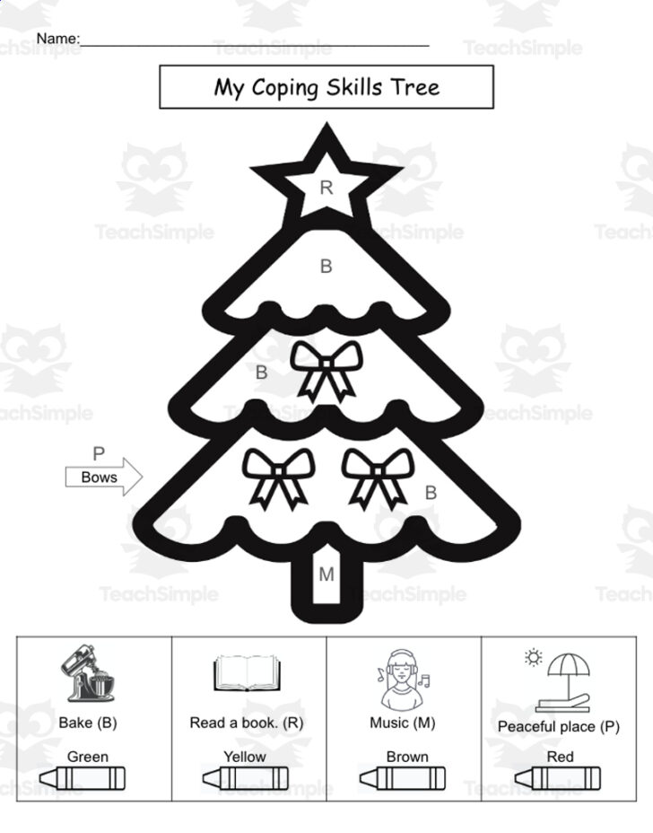 Coping Skills Christmas Counseling Worksheets