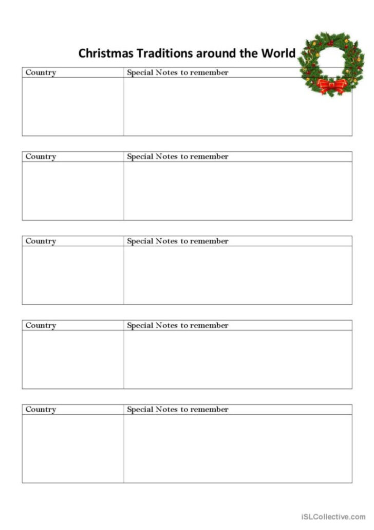 Christmas Traditions Around the World Worksheets