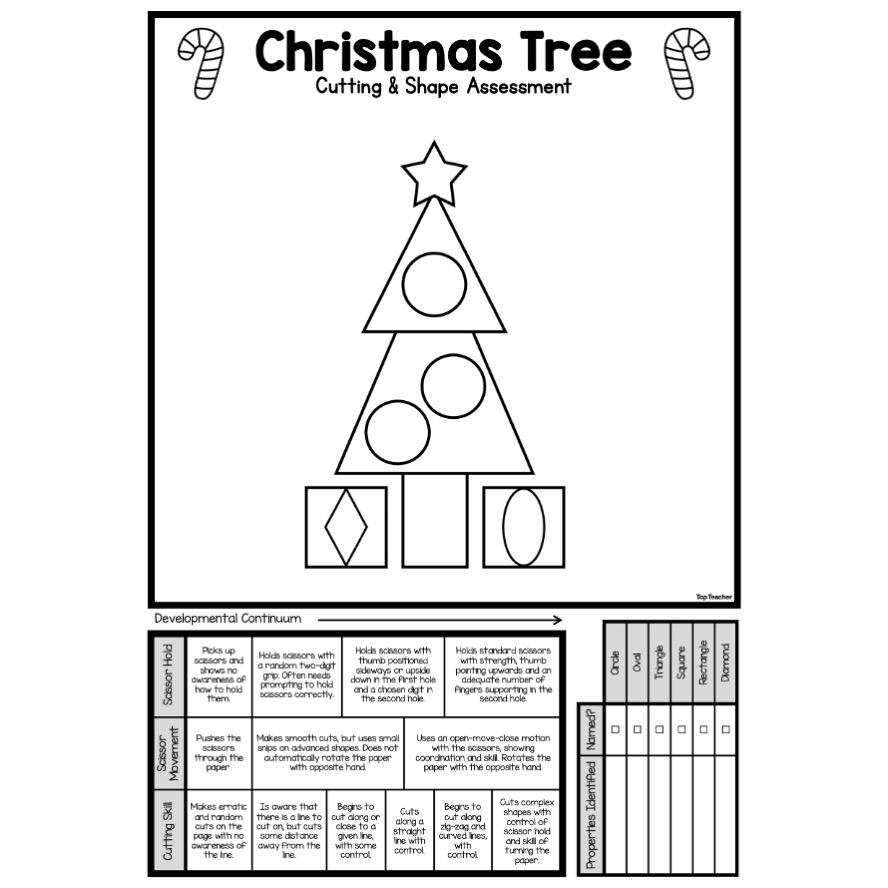 Christmas Tree 2D Shape &amp;amp; Cutting Assessment - Top Teacher throughout Christmas Tree Shapes Worksheets