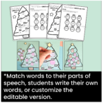 Christmas Tree Parts Of Speech Craft Inside Christmas Parts Of Speech Worksheets
