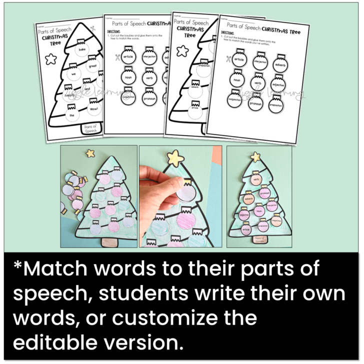 Christmas Parts of Speech Worksheets