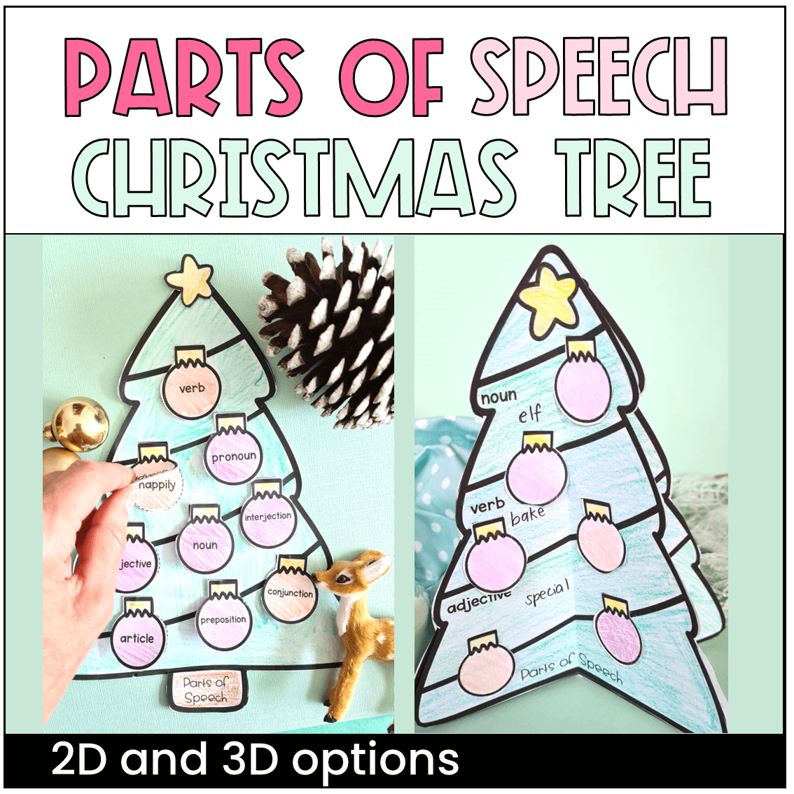 Christmas Tree Parts Of Speech Craft throughout Christmas Parts Of Speech Worksheets