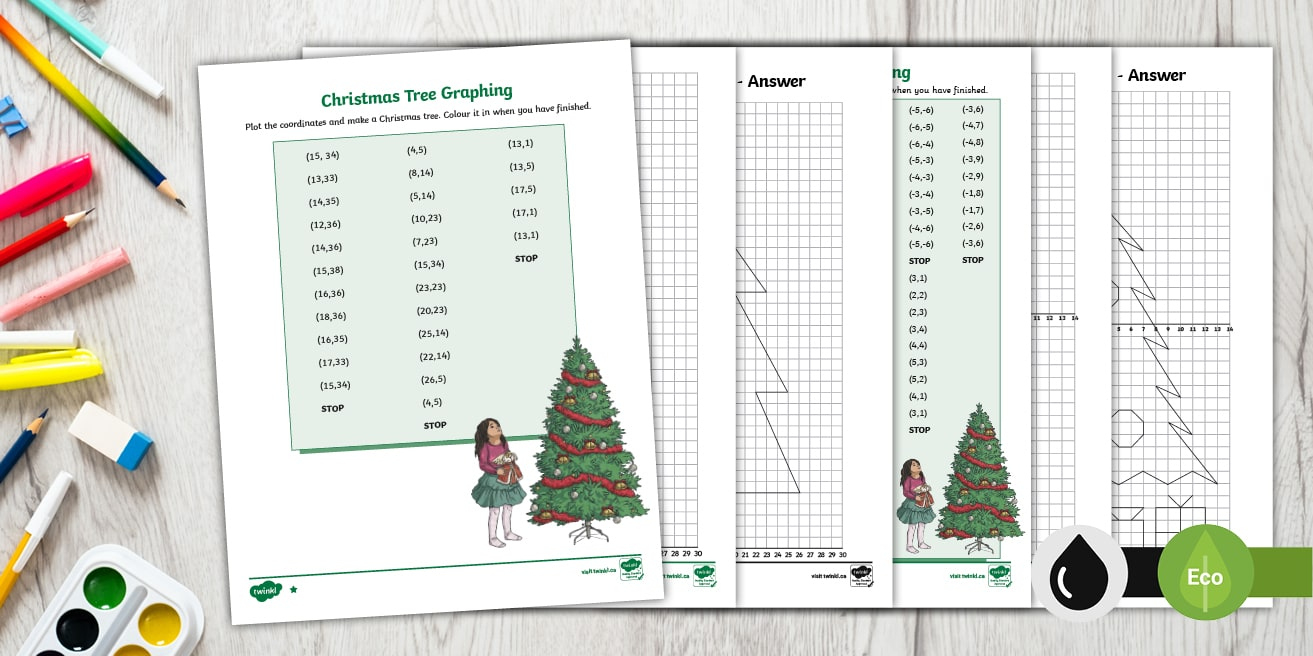 Christmas Tree Plotting Coordinates Graphing Activity pertaining to Christmas Tree Coordinates Worksheets
