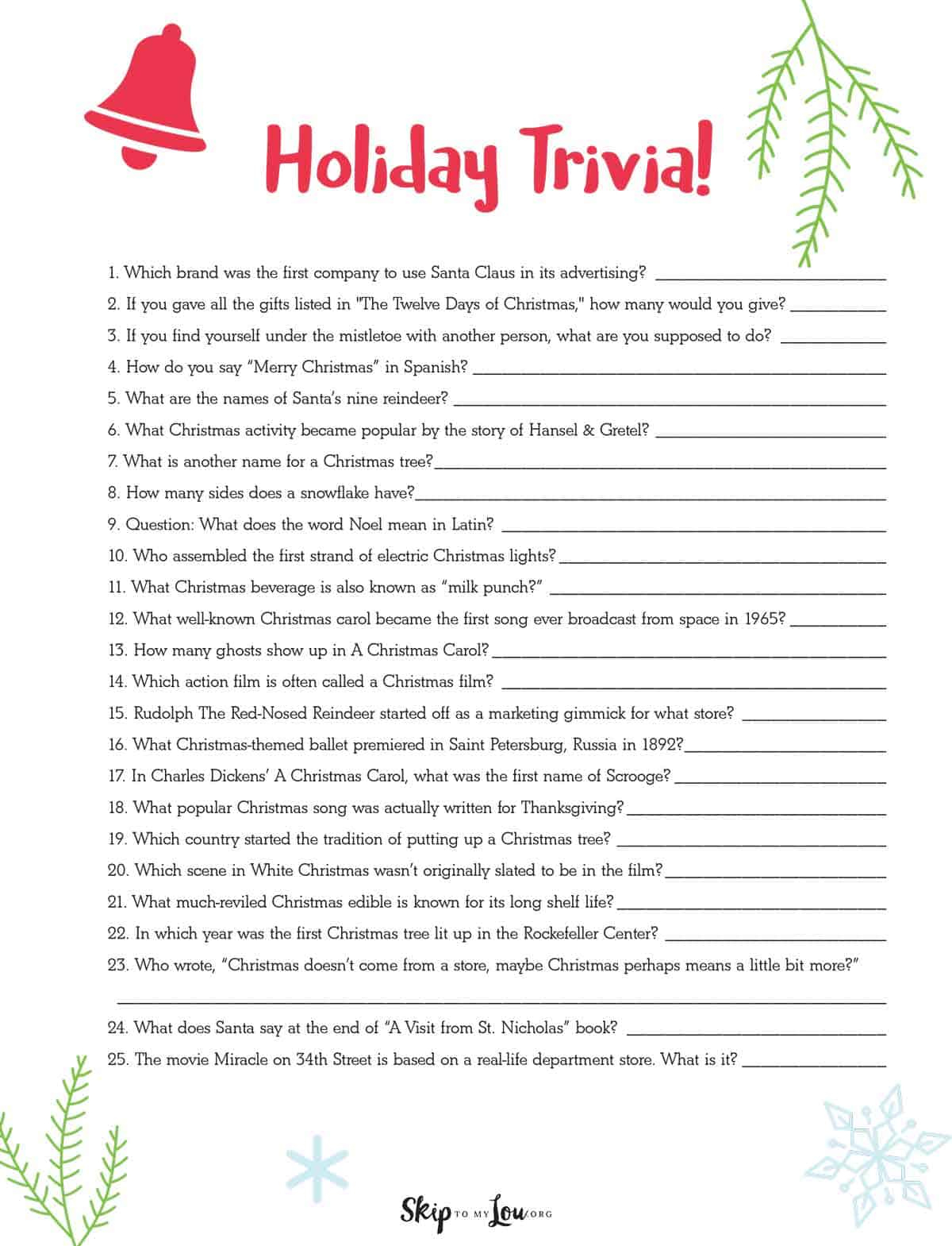 Christmas Trivia | Skip To My Lou throughout Christmas Trivia Worksheets