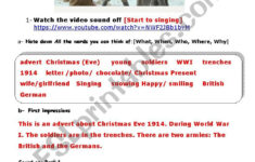 Christmas Truce Advert [1914 Wwi] – Esl Worksheetaurore with Christmas Truce 1914 Worksheets