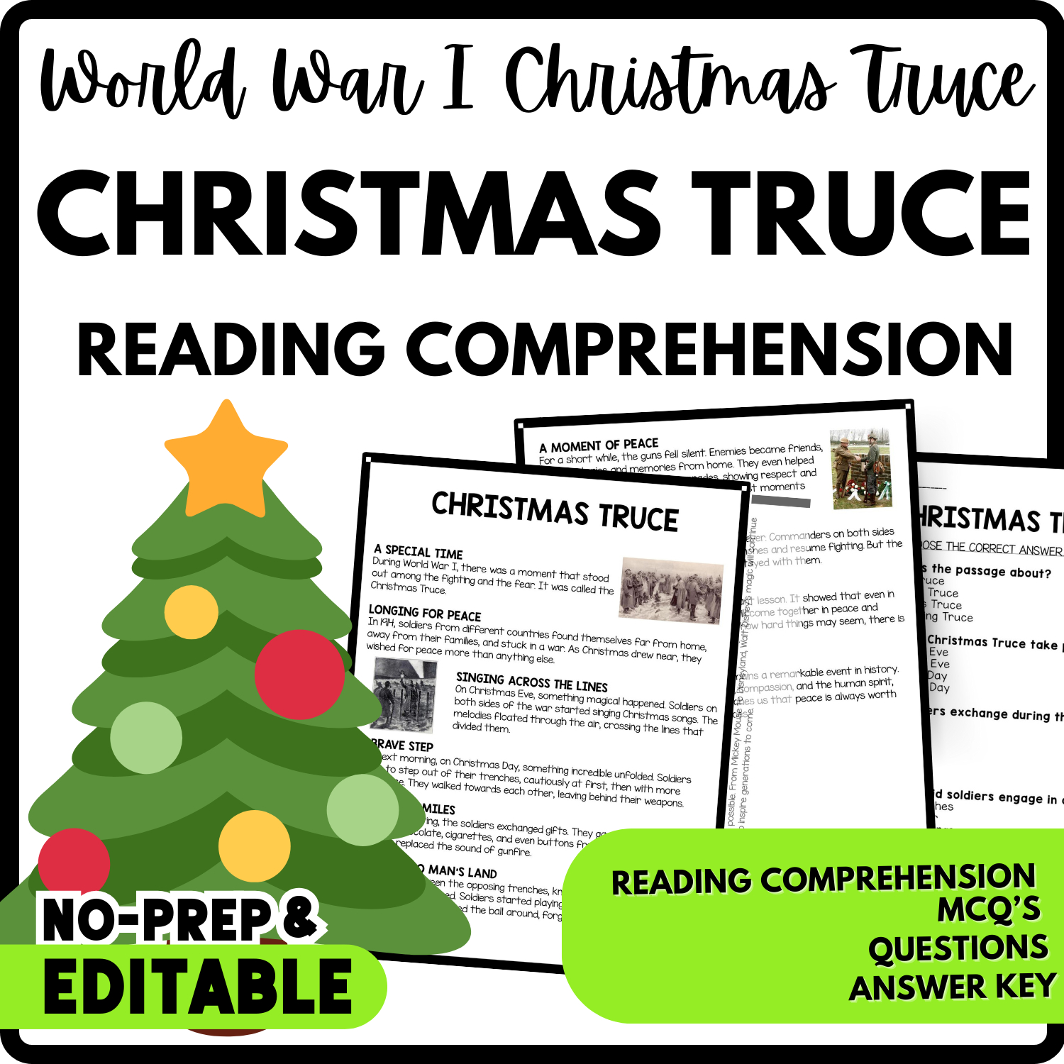 Christmas Truce Reading Comprehension Worksheet pertaining to The Christmas Truce Worksheets