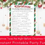 Christmas 'Twas The Night Before Christmas Fill In, Printable Holiday Funny  Word Game, Christmas Word Games Pertaining To Twas The Night Before Christmas Worksheets