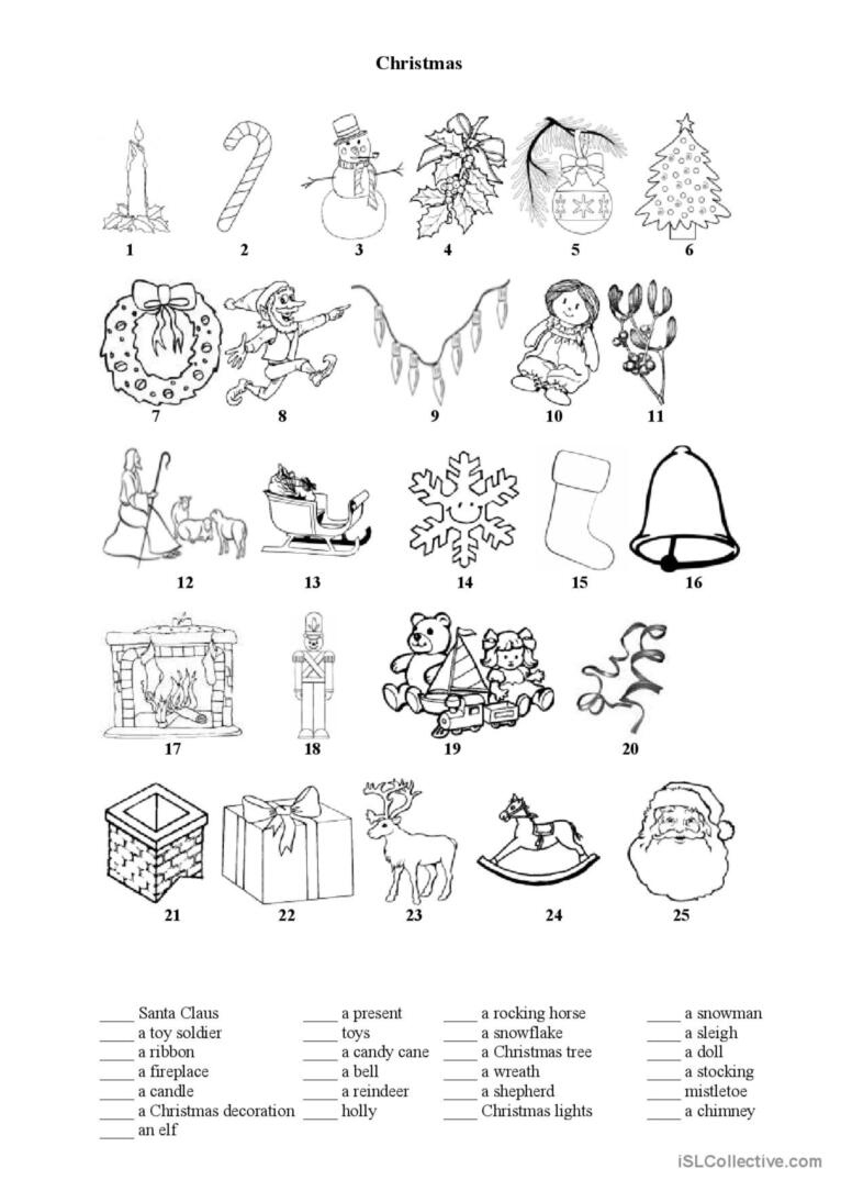 Christmas Vocabulary: English Esl Worksheets Pdf &amp;amp; Doc with Esl Christmas Vocabulary Worksheets