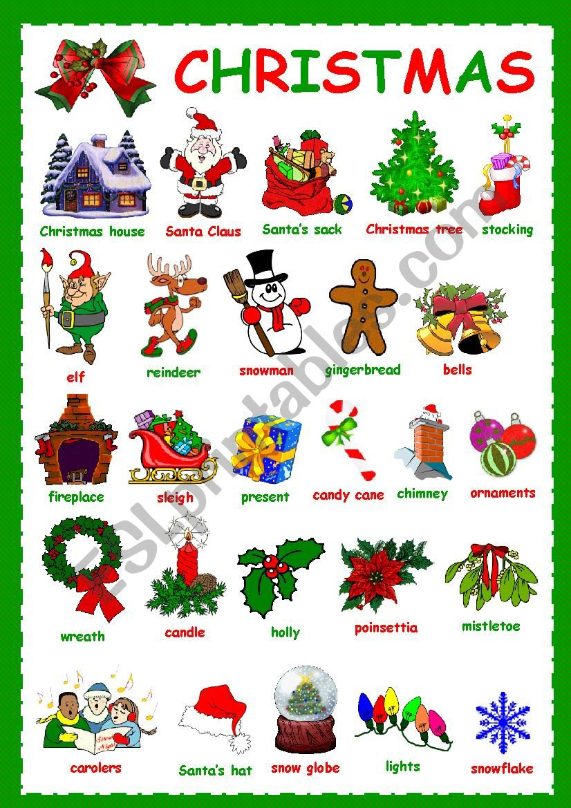 Christmas Vocabulary - Esl Worksheetkosamysh with regard to Esl Christmas Vocabulary Worksheets