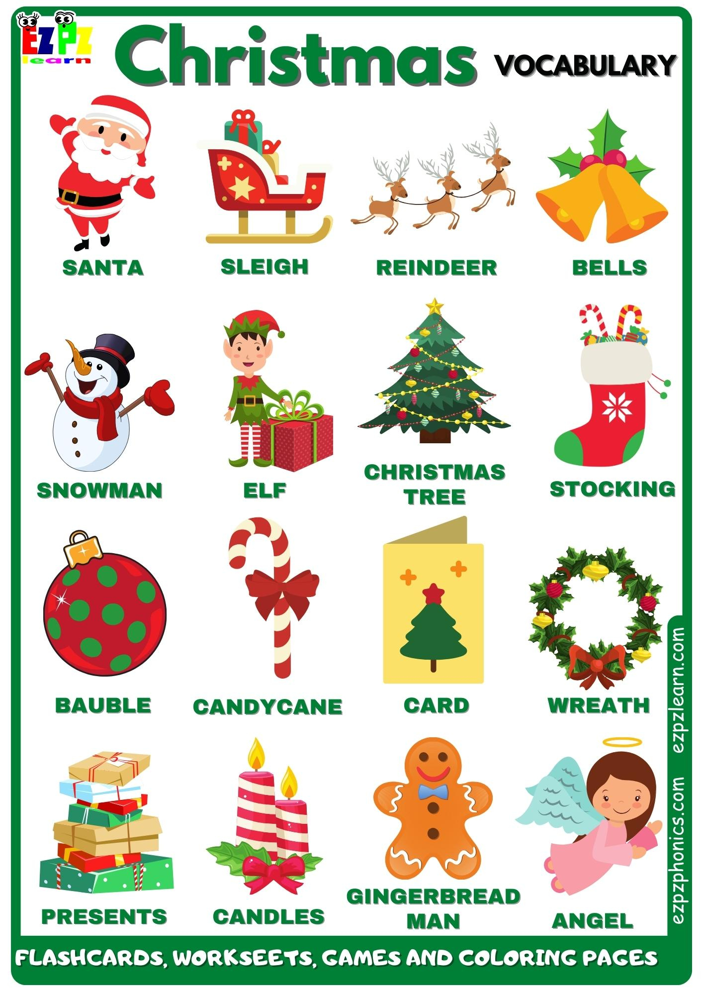 Christmas Vocabulary Free English Vocabulary Resources Flashcards for Esl Christmas Vocabulary Worksheets