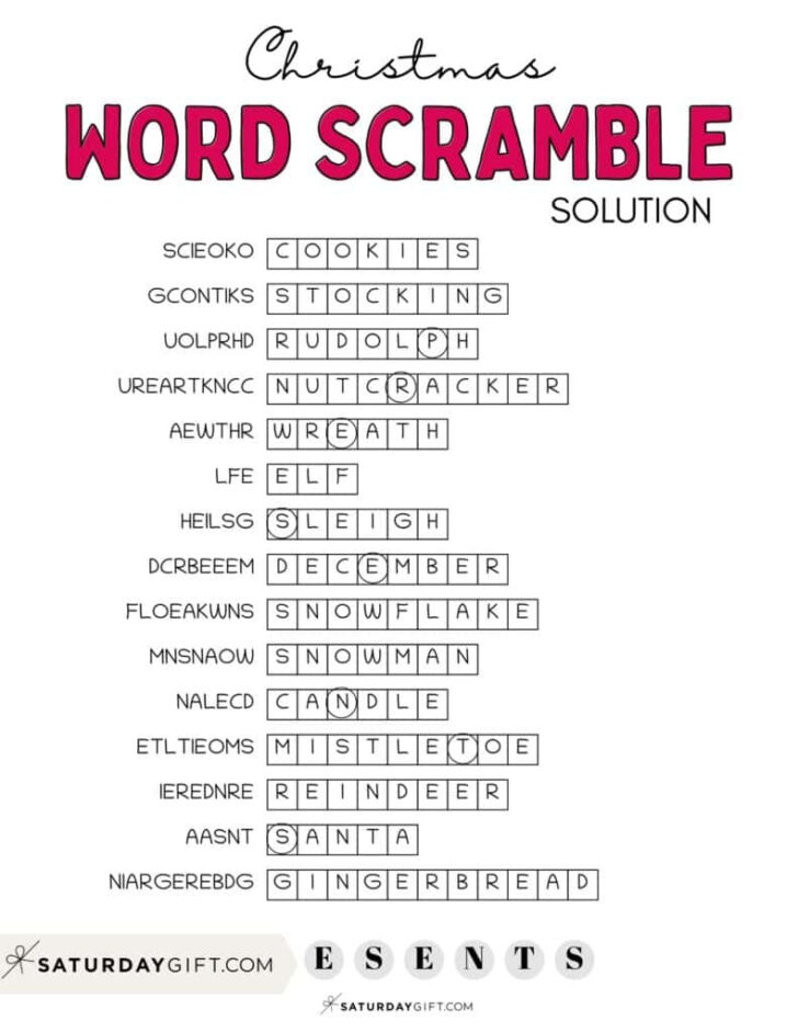 Scrambled Christmas Worksheets Answers Scrambled Christmas Worksheets Answers