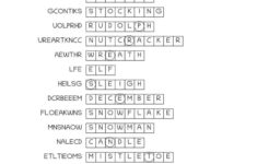 Christmas Word Scramble - Cute &amp; Free Printable | Saturdaygift with Christmas Word Scramble Worksheets Answers