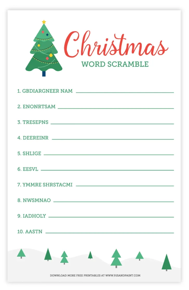 Christmas Word Scramble Worksheets Christmas Word Scramble Worksheets