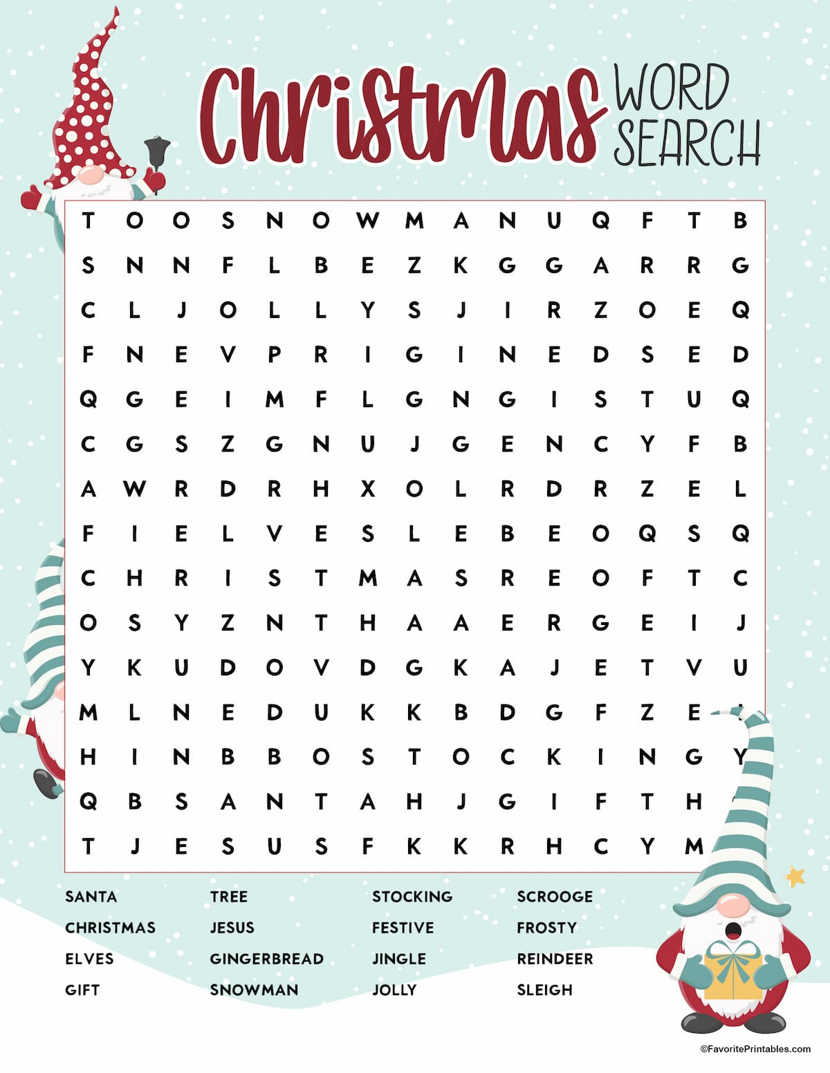 Christmas Word Search, Free Printable For Kids! - Favorite Printables intended for Super Teacher Worksheets Merry Christmas Word Search Answers