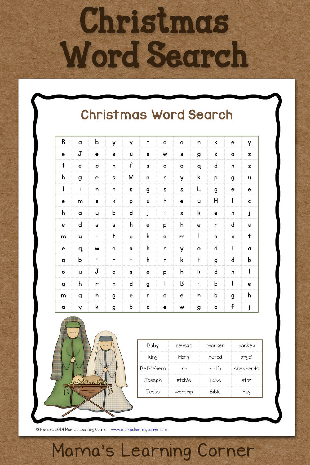 Christmas Word Search: Free Printable - Mamas Learning Corner with Free Printable Christmas Worksheets For 3rd Grade