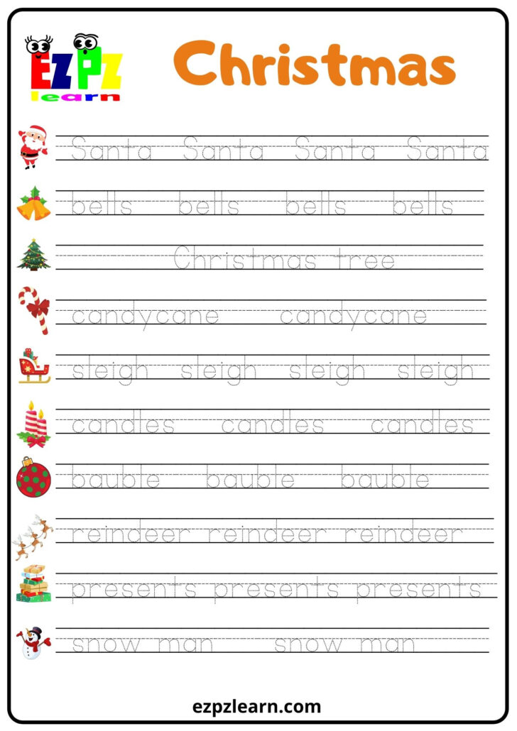 Christmas Tracing Worksheets