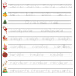 Christmas Word Tracing Worksheet   Ezpzlearn With Regard To Free Christmas Tracing Worksheets