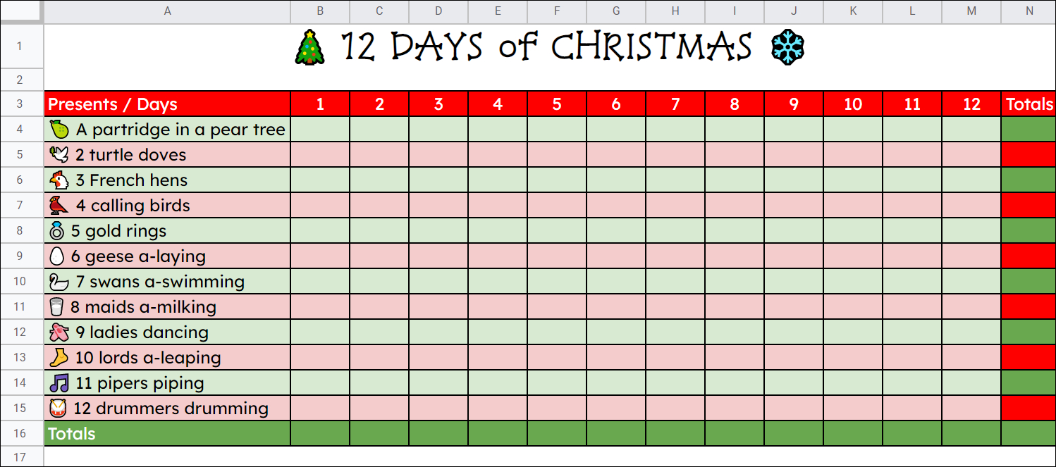 Control Alt Achieve: 12 Days Of Christmas - Guided Math Activity for 12 Days Of Christmas Statistics Worksheets