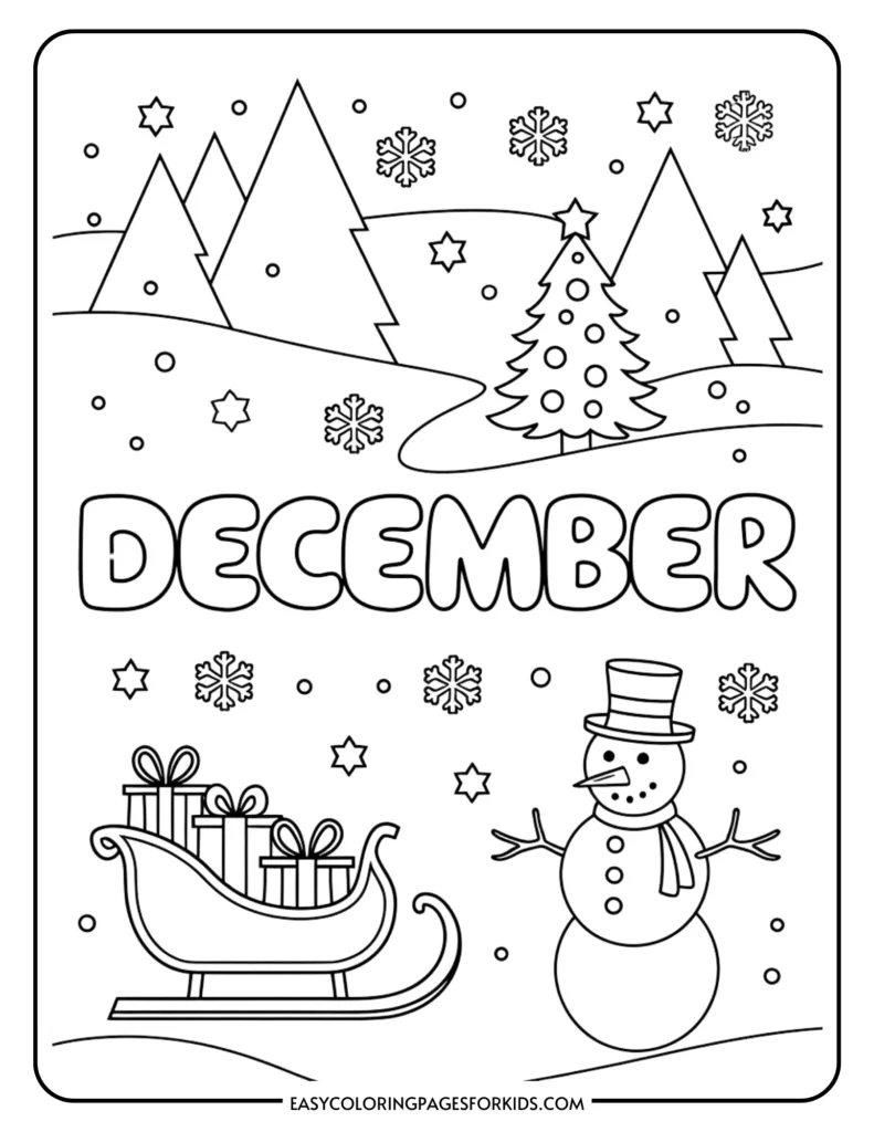 December Coloring Pages For Kids (7 Free Printable Pages) - Easy intended for Merry Christmas Coloring Worksheets