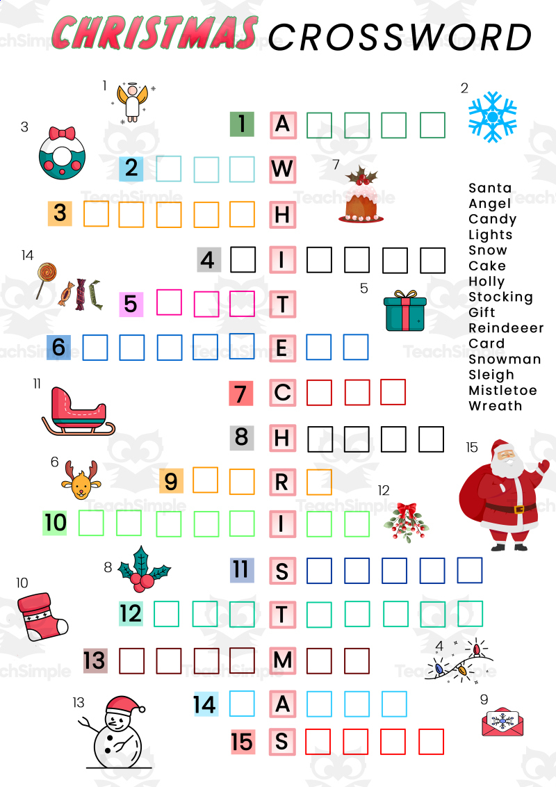 Differentiated Christmas Crossword For Esl Learnersteach Simple with regard to Christmas Worksheets Crossword Puzzles