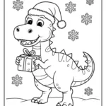 Dinosaur Christmas Coloring Pages (8 Free Printables)   Cute Regarding Free Printable Christmas Coloring Worksheets