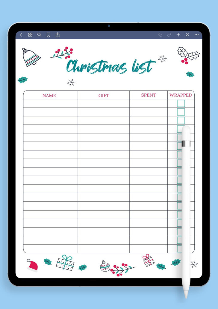 Christmas Gift Planning Worksheets