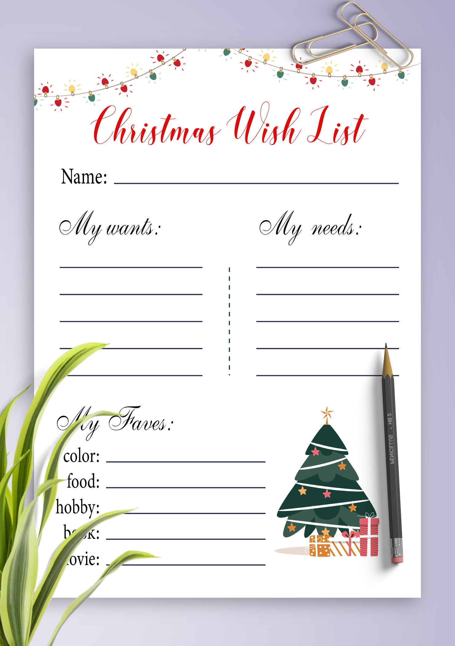 Download Printable White Christmas Wish List Template Pdf within Christmas Wish List Worksheets