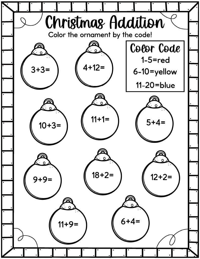 Easy Christmas Math Worksheets - Free! - Kids Activity Zone for Christmas Math Worksheets Free Printable