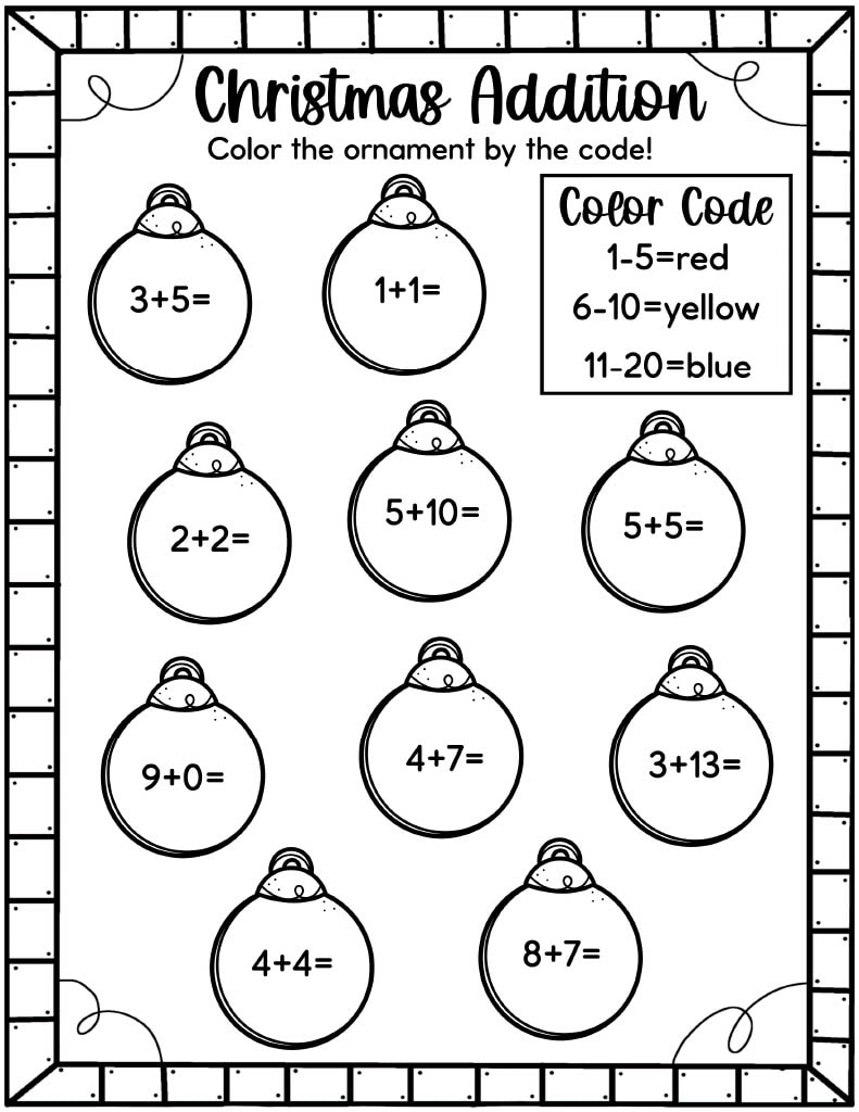 Easy Christmas Math Worksheets - Free! - Kids Activity Zone pertaining to Christmas Worksheets 1st Grade