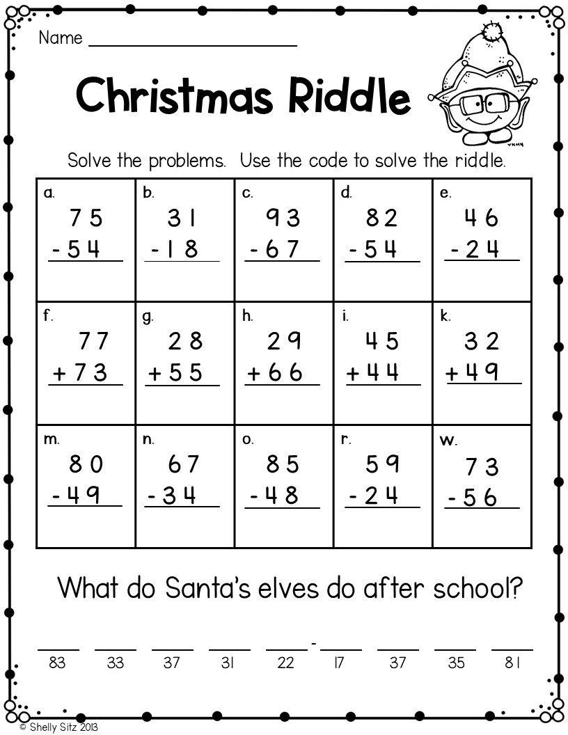 Elf Activities And A Christmas Math Freebie - Smiling And Shining with Free Christmas Addition and Subtraction Worksheets