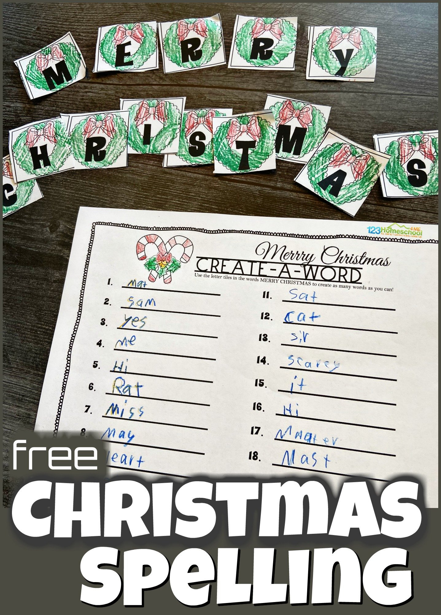 🎄 Free Create A Word Christmas Spelling Activity throughout Free Christmas Spelling Worksheets