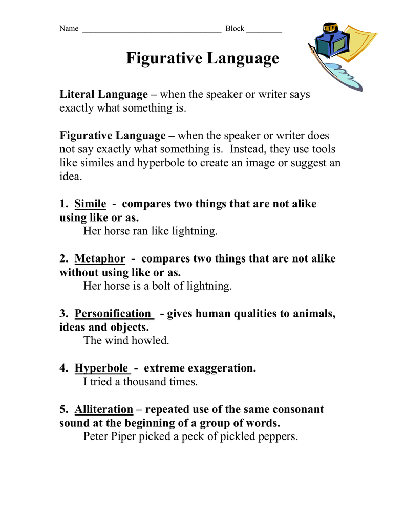 Figurative Language Worksheet: Simile, Metaphor &amp;amp; More within A Christmas Carol Figurative Language Worksheets Answer Key
