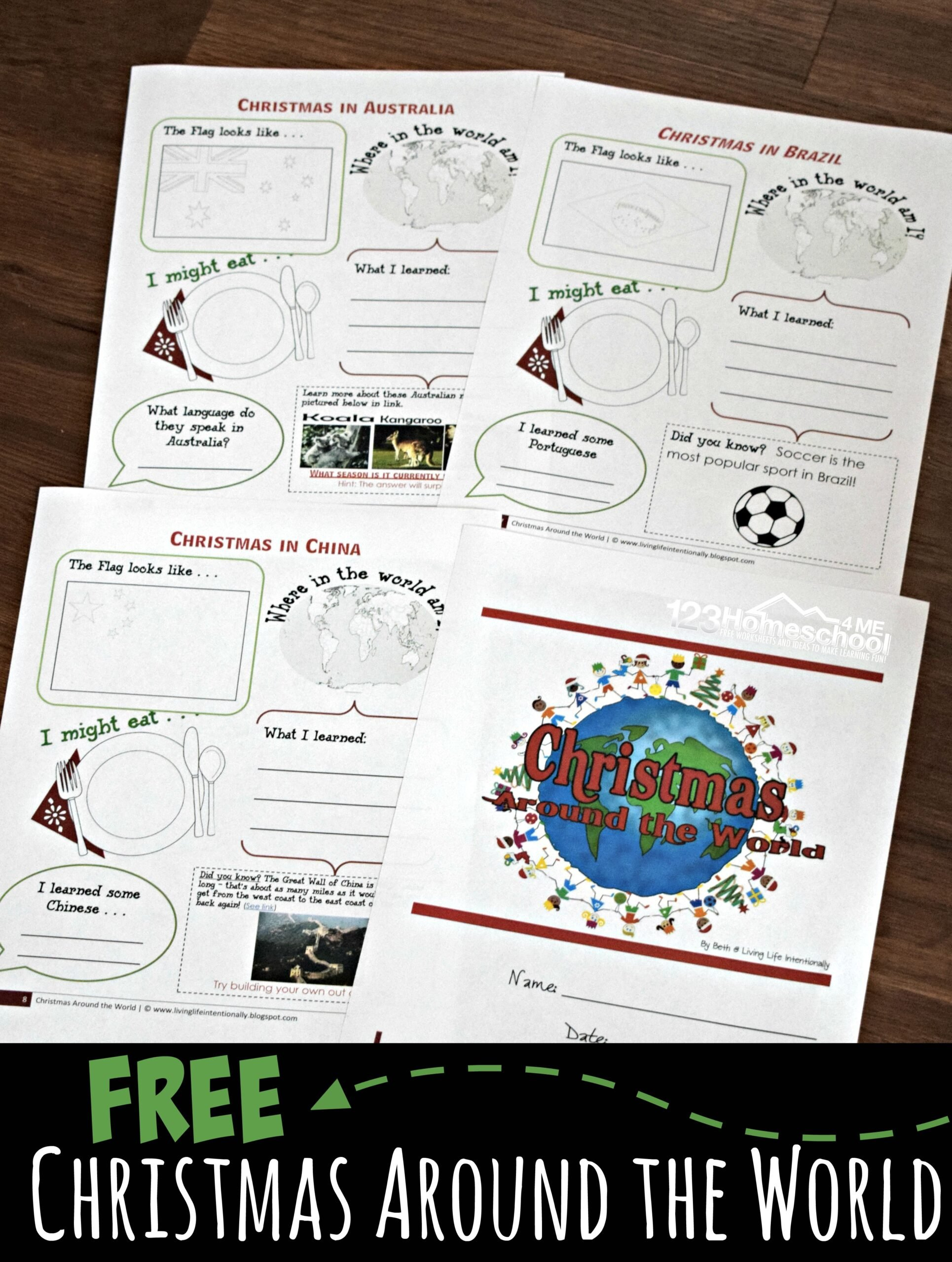 Free Christmas Around The World Worksheets For Kids + Activities for Christmas Around The World Free Worksheets