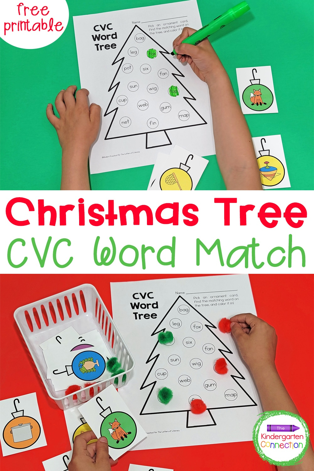 Free Christmas Cvc Word Match pertaining to Christmas Cvc Words Worksheets