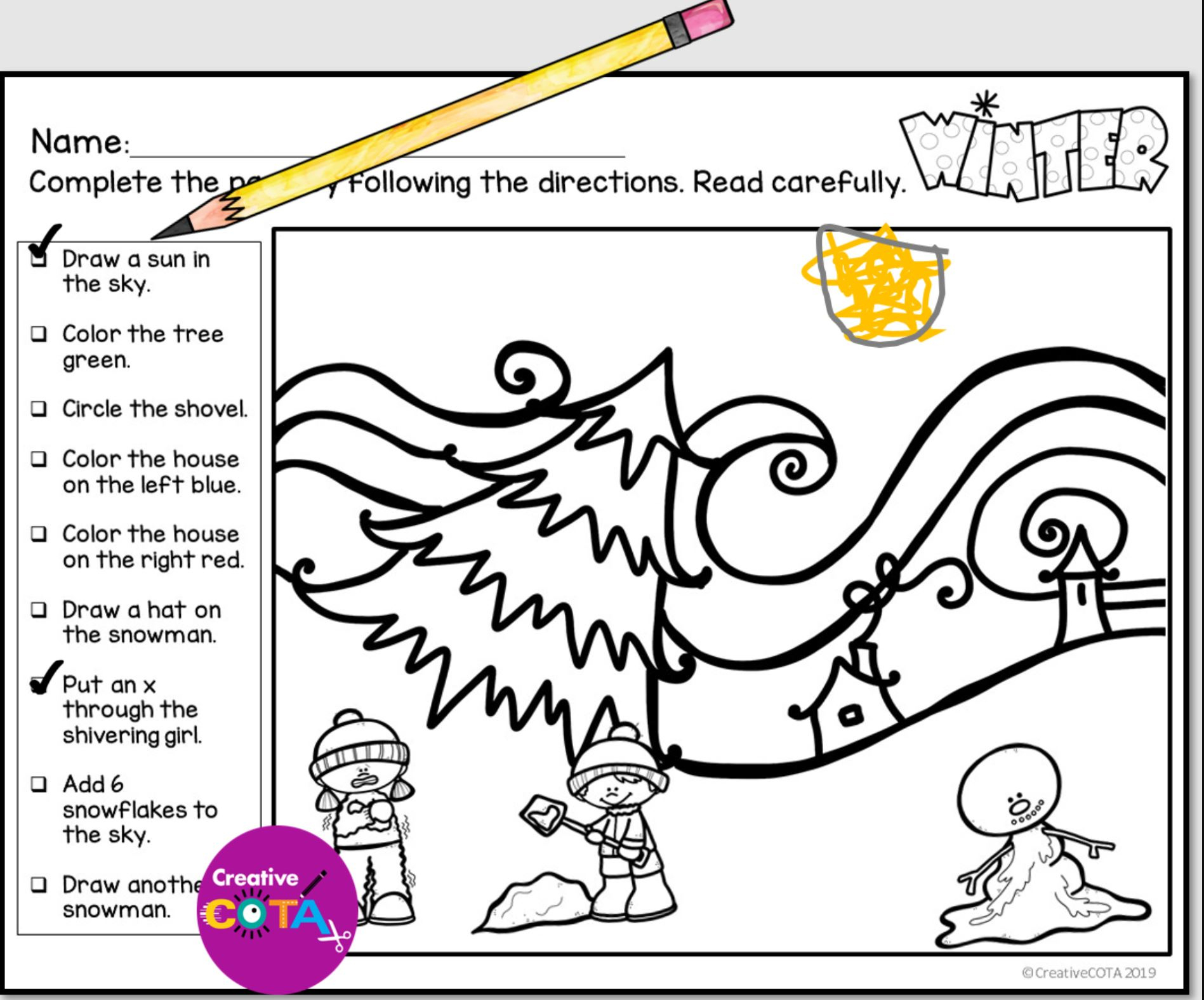 Free Christmas Following Directions Worksheets For Kindergarten intended for Christmas Following Directions Worksheets