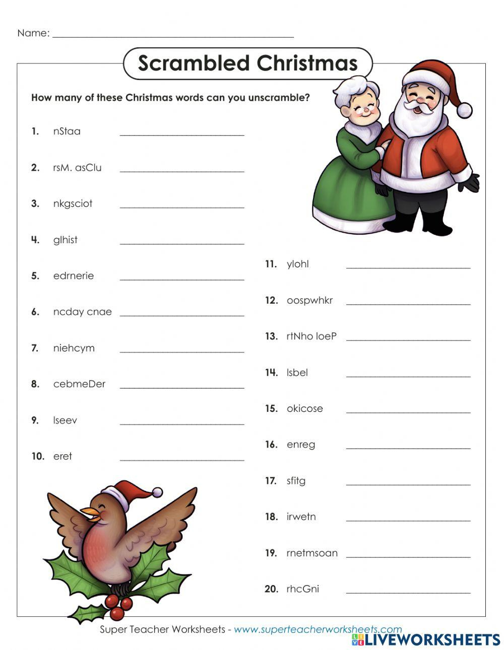 Free Christmas Games, Worksheets, And Activities - Hislifelearner in Super Teacher Worksheets Scrambled Christmas Answers