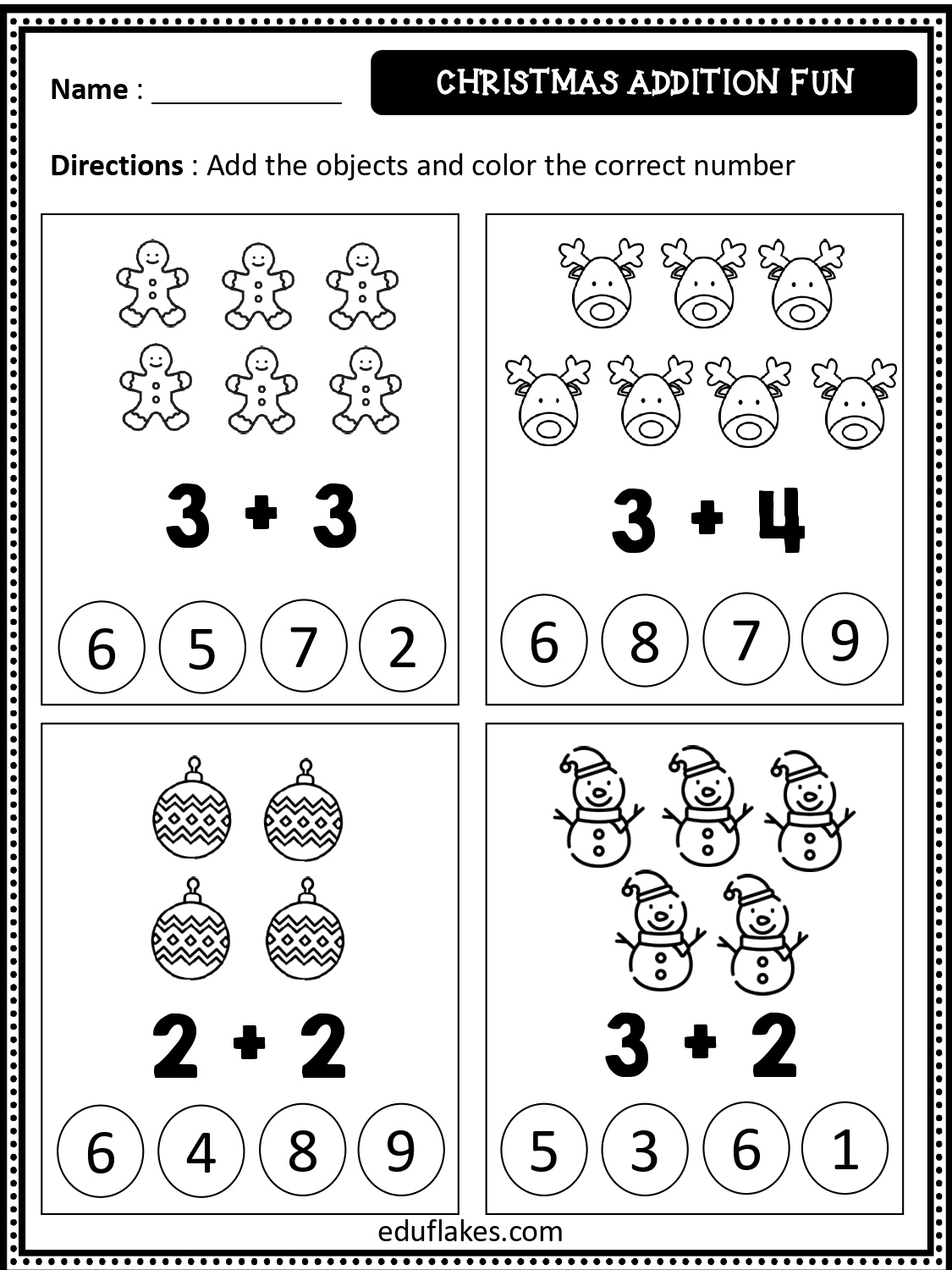 Free Christmas Math Worksheets For Kindergarten - Eduflakes regarding Christmas Math Worksheets Preschool