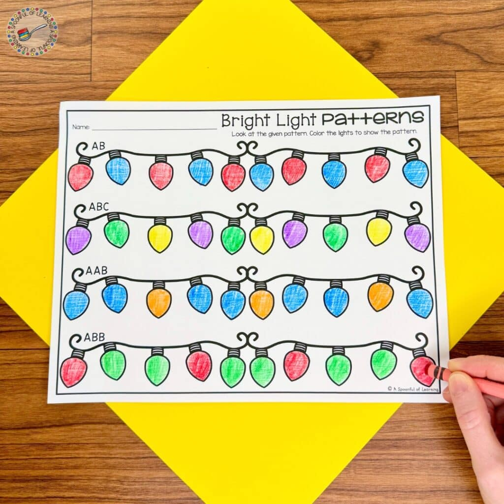 Free Christmas Pattern Activities For Kindergarten - A Spoonful Of within Christmas Pattern Worksheets Kindergarten