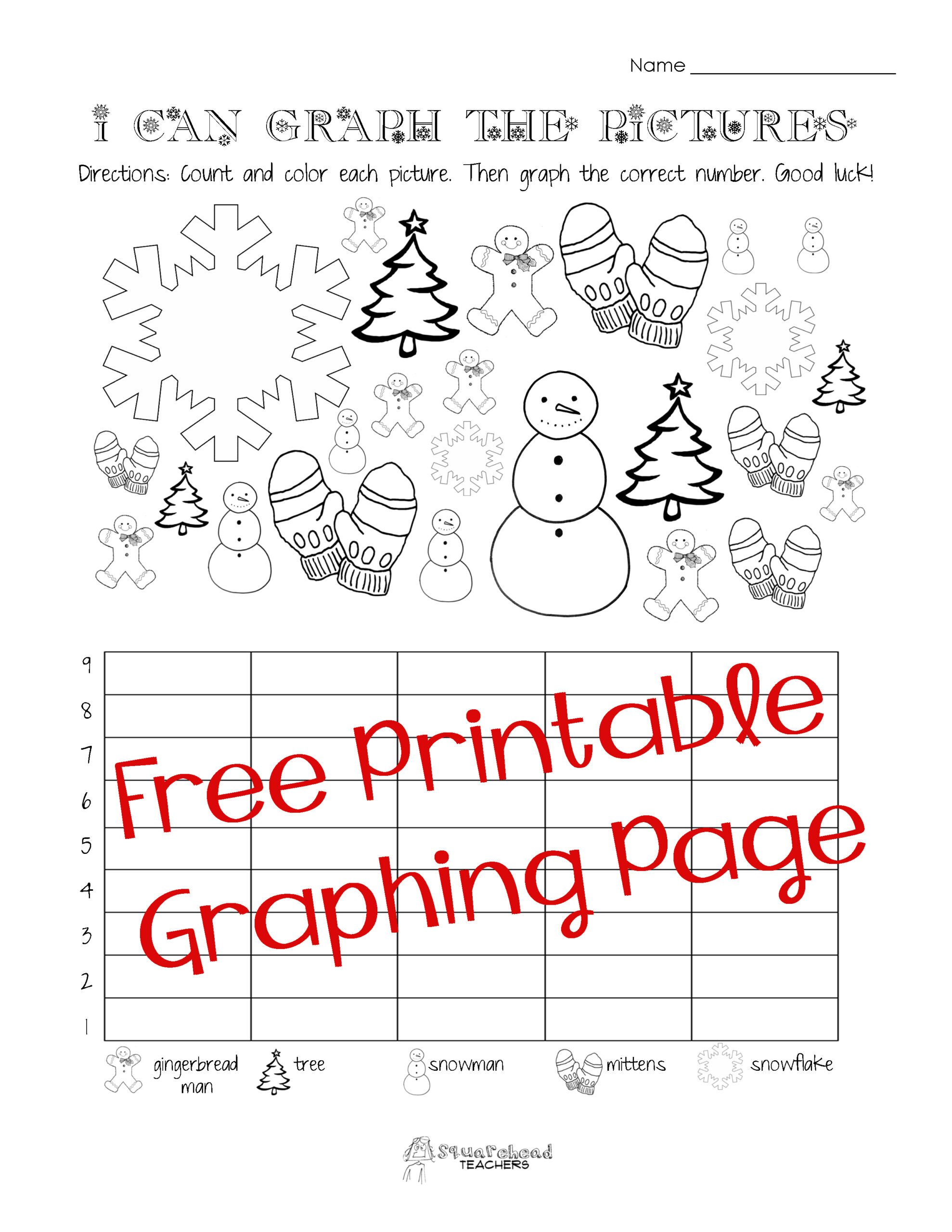 Free Christmas/Winter Graphing Worksheet (Kindergarten, First regarding Free Printable Christmas Graphing Worksheets