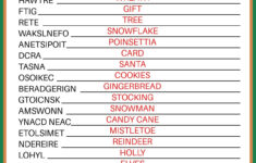 Free Christmas Word Scramble Printable With Answer Key Included with Christmas Word Scramble Worksheets Answers